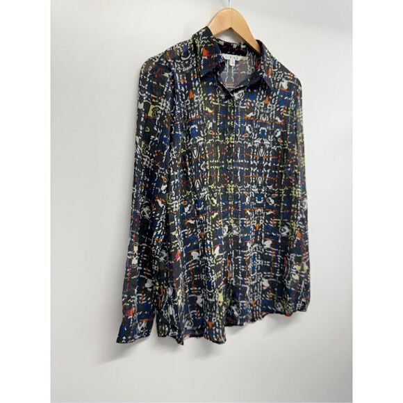 CAbi Festival Geometric Blouse Button Down Long Sleeve Shirt Size Large - Picture 4 of 9